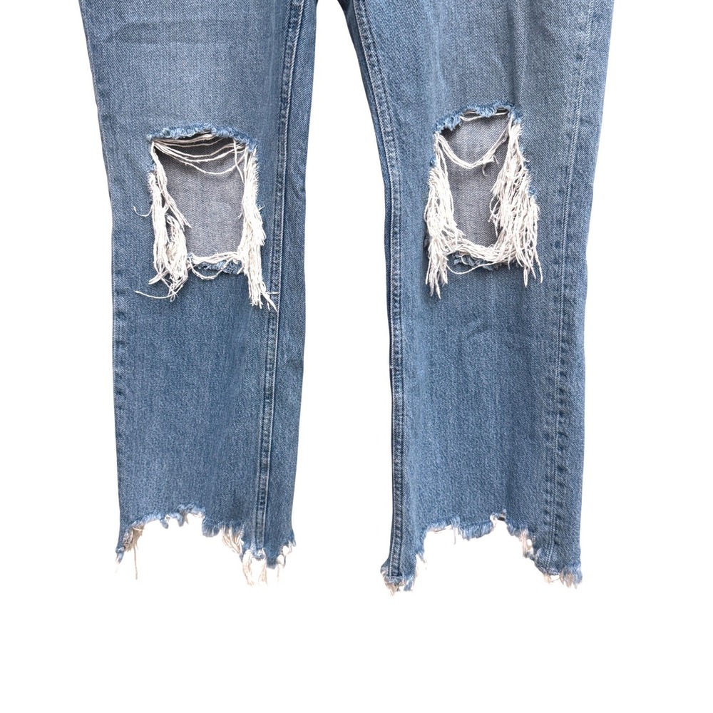 Free People We The Free Maggie Distressed Cropped Straight Jeans Size 28 Raw Hem - Picture 3 of 7